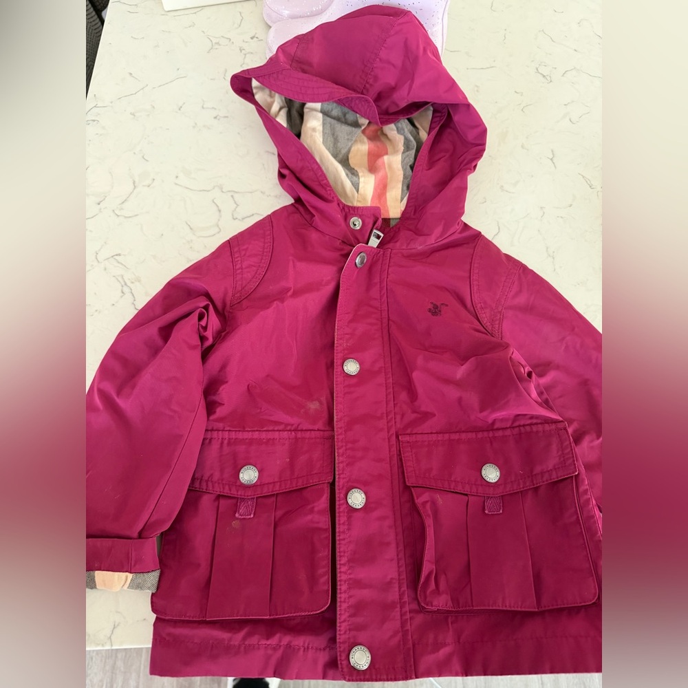 Burberry Girls' Bright Fuchsia Hooded Raincoat